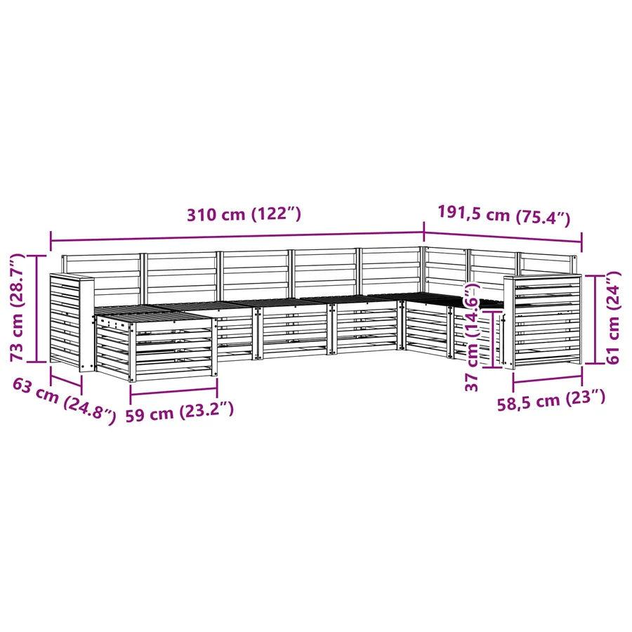Ensemble de canapés d'extérieur 8 pcs Naturel - 9