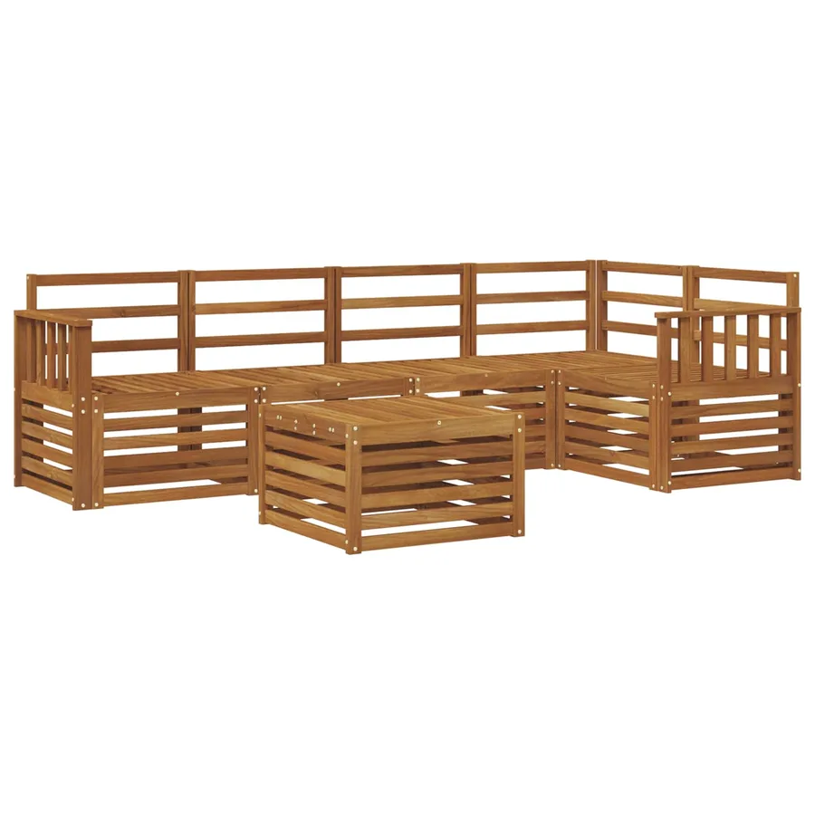 Ensemble de canapé d'angle 6 pcs Naturel Bois d'Acacia Massif - 2