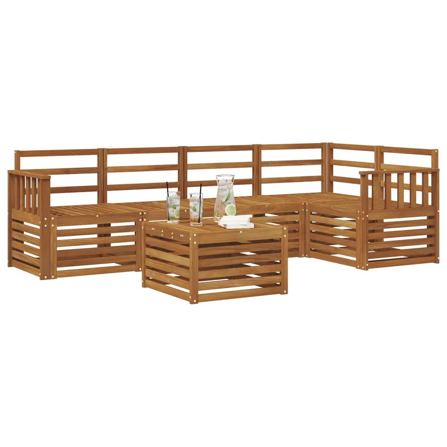 Ensemble de canapé d'angle 6 pcs Naturel Bois d'Acacia Massif - 3