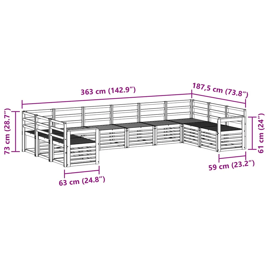 Ensemble de canapé d'angle 10 pcs Naturel - 8