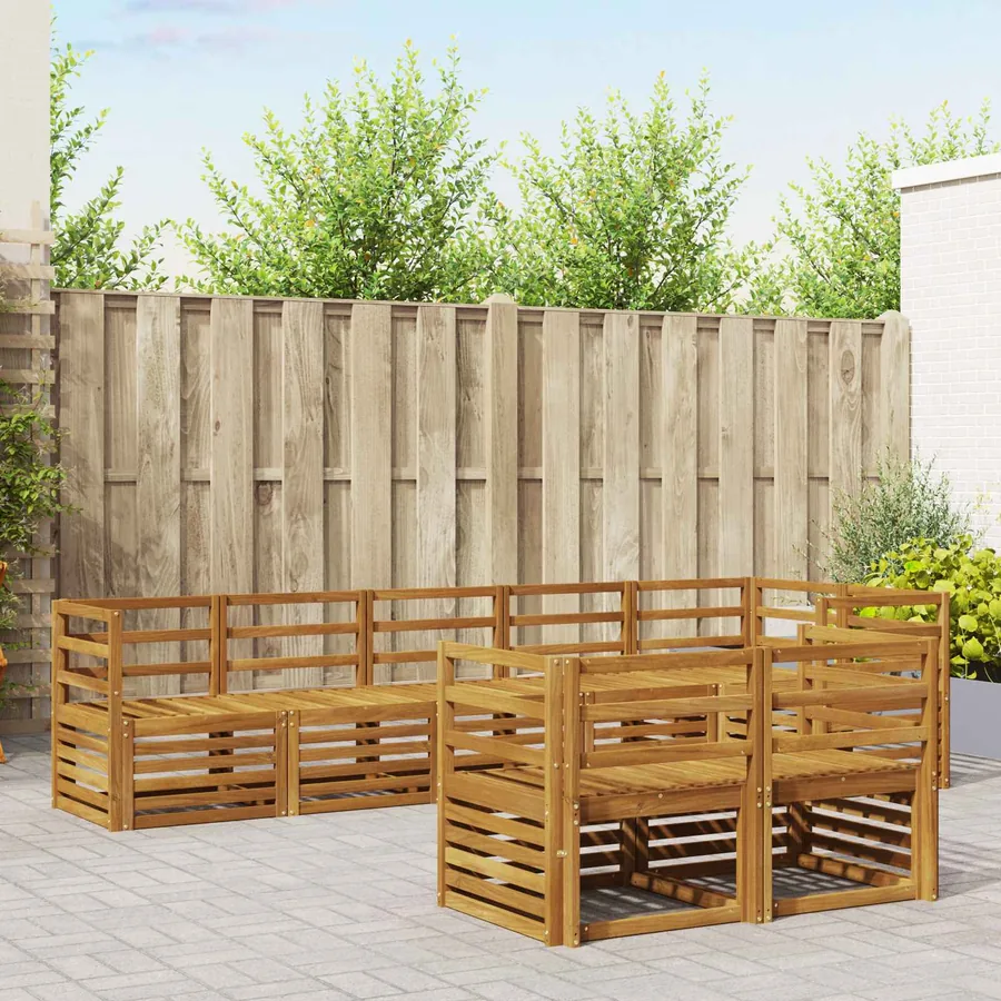Ensembles de canapés 8 pcs Naturel Bois d'Acacia Massif
