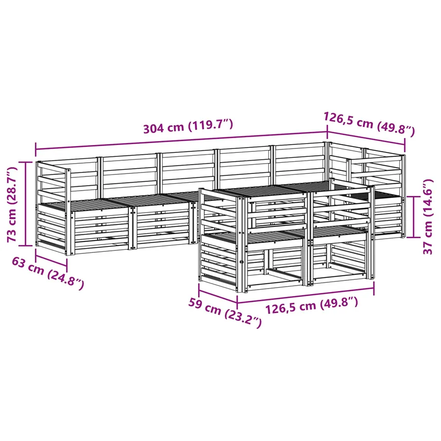 Ensembles de canapés 8 pcs Naturel Bois d'Acacia Massif - 8