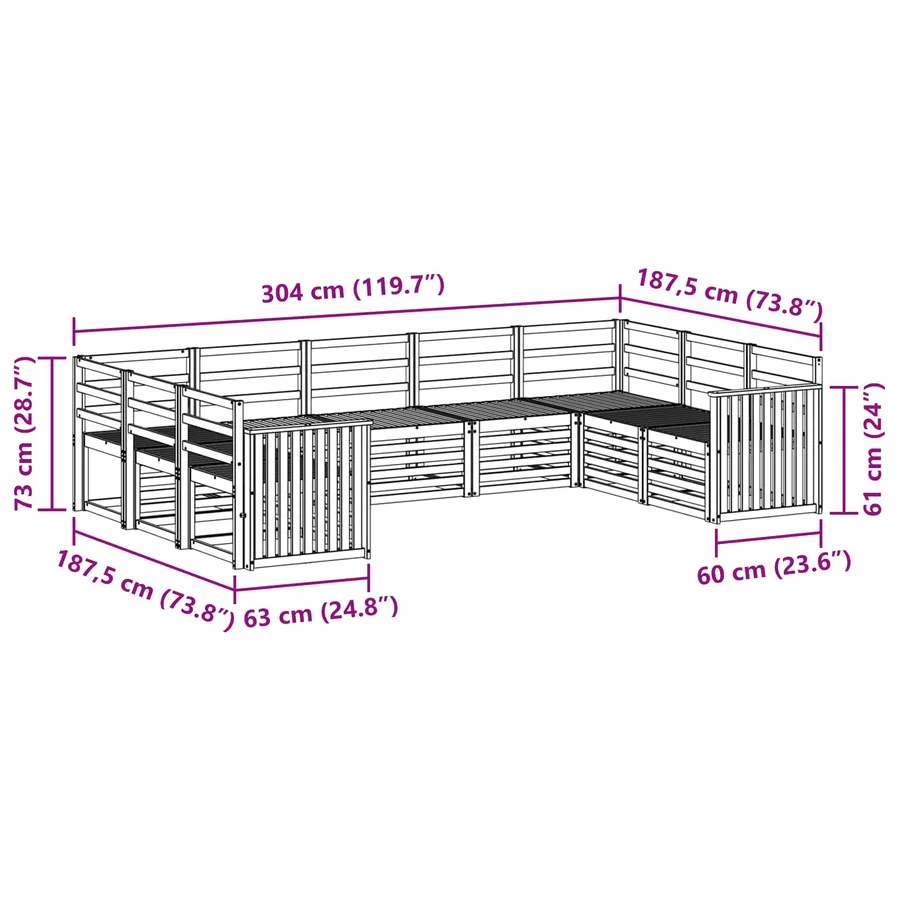 Ensemble de canapé d'angle 9 pcs Naturel - 8