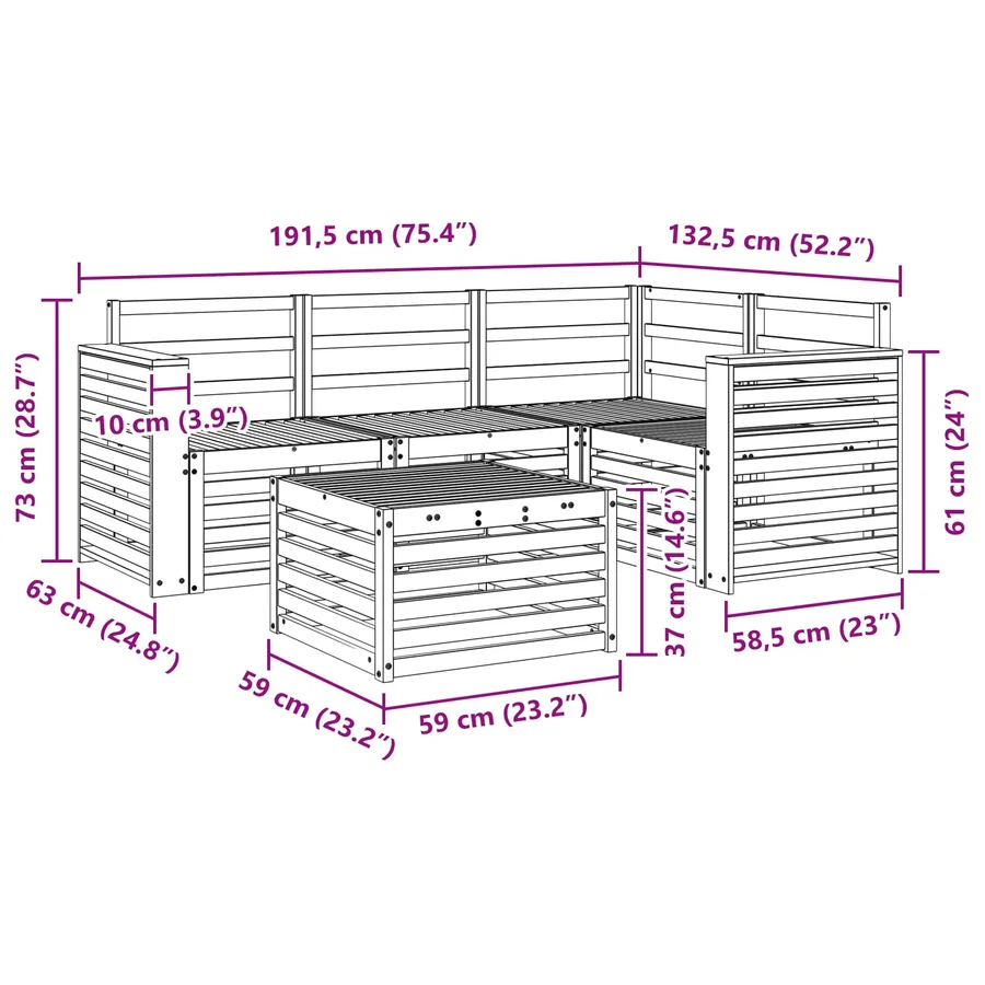 Ensemble de canapés d'extérieur 5 pcs Naturel - 8