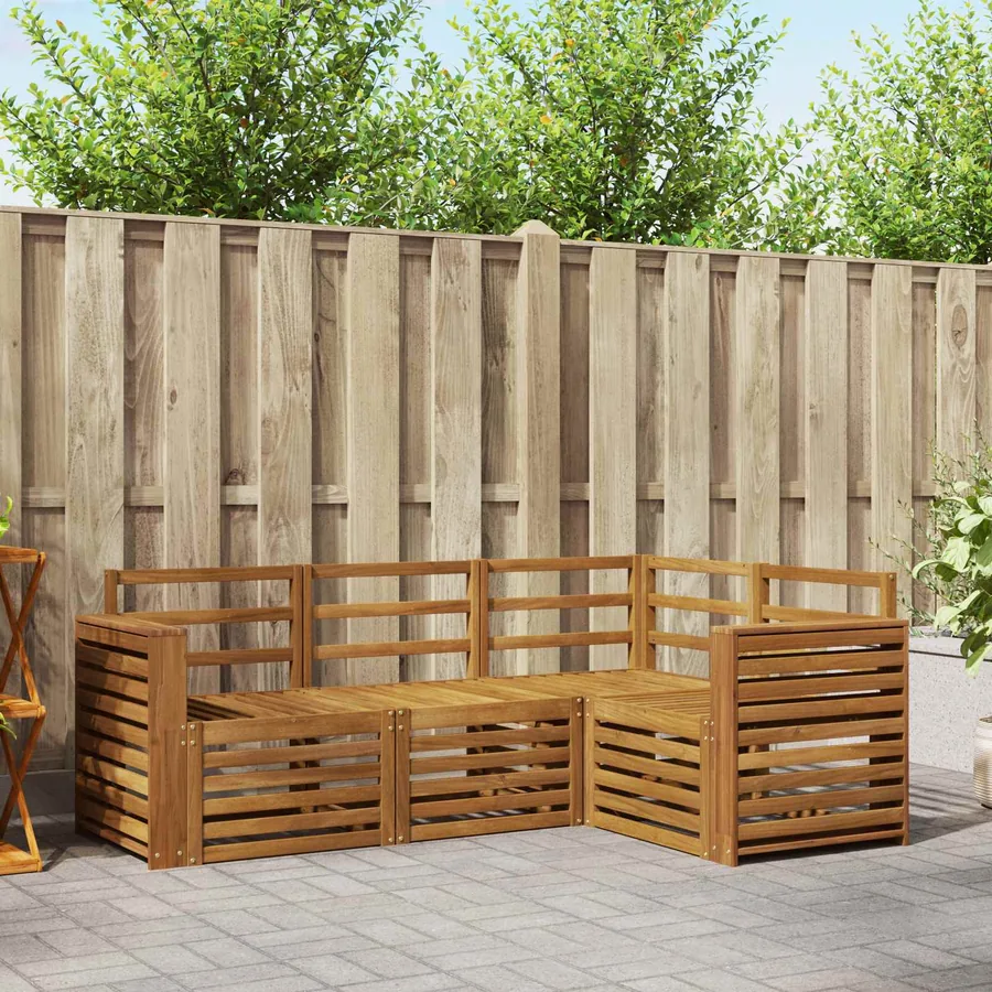 Ensembles de canapés 4 pcs Naturel Bois d'Acacia Massif