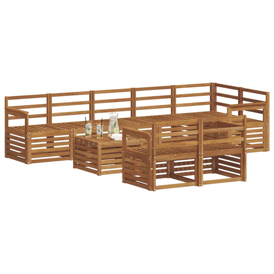 Ensembles de canapés 9 pcs Naturel Bois d'Acacia Massif - 3