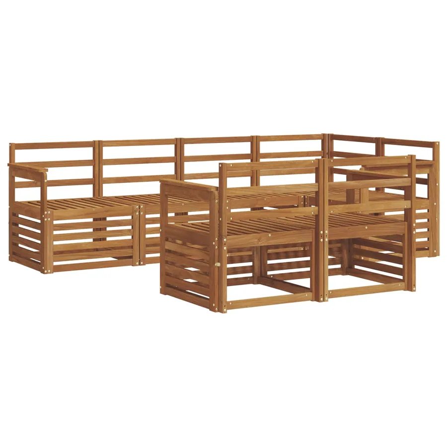 Ensemble de canapé d'angle 7 pcs Naturel Bois d'Acacia Massif - 2