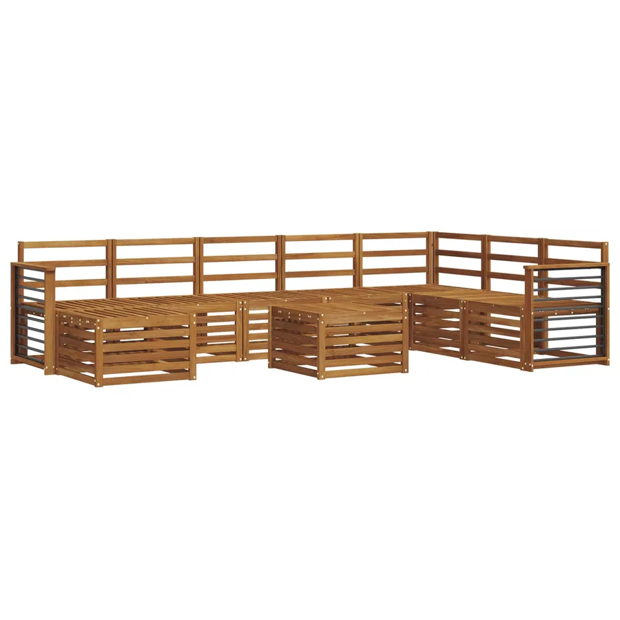 Ensemble de canapé d'angle 9 pcs Naturel Bois d'Acacia Massif - 2