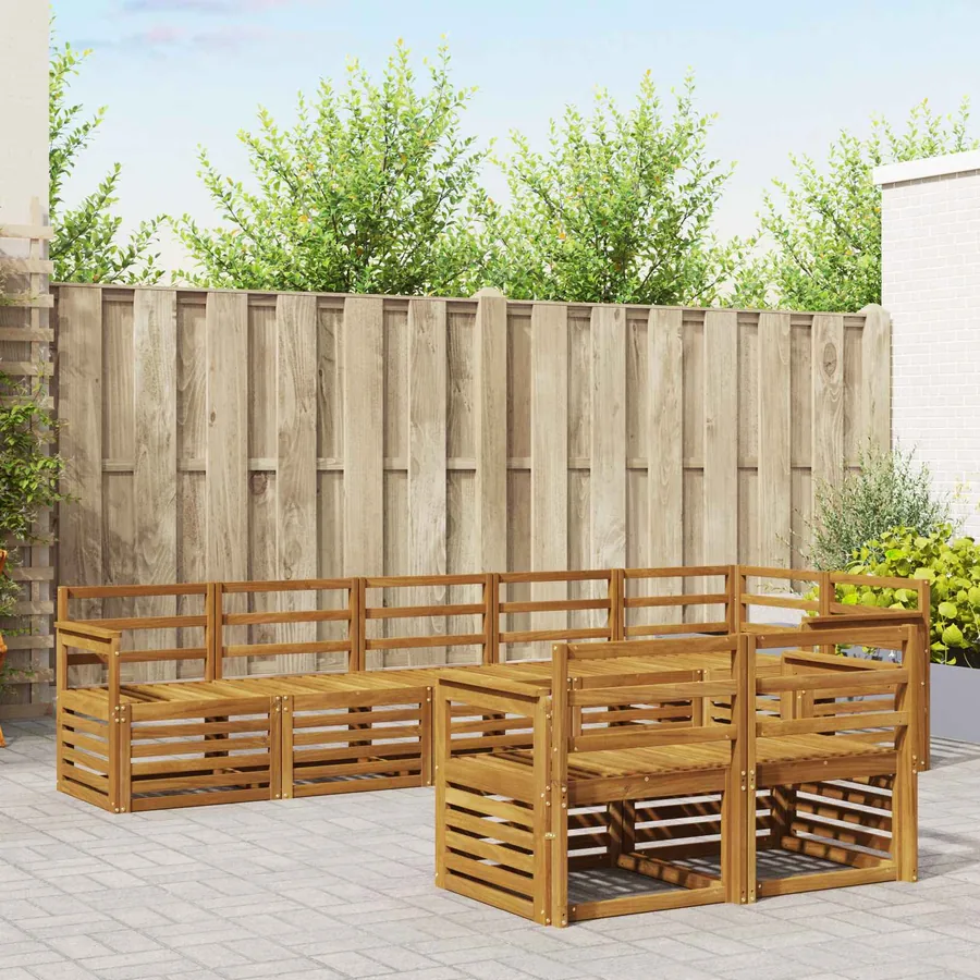 Ensembles de canapés 8 pcs Naturel Bois d'Acacia Massif