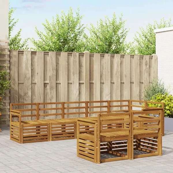 Ensembles de canapés 8 pcs Naturel Bois d'Acacia Massif