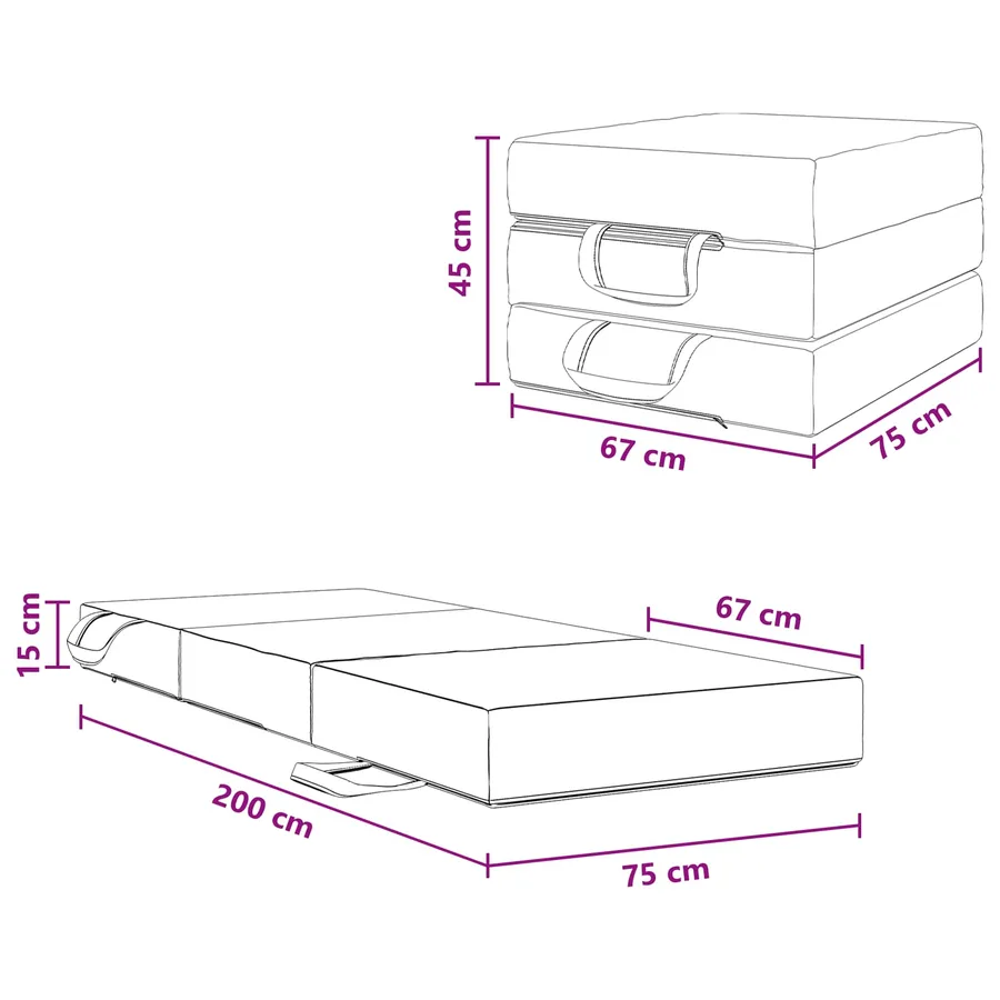 Canapé-lit pliable 75 x 67 x 45 cm Bleu - 11