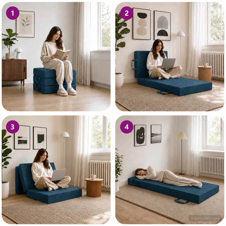 Canapé-lit pliable 75 x 67 x 45 cm Bleu - 9
