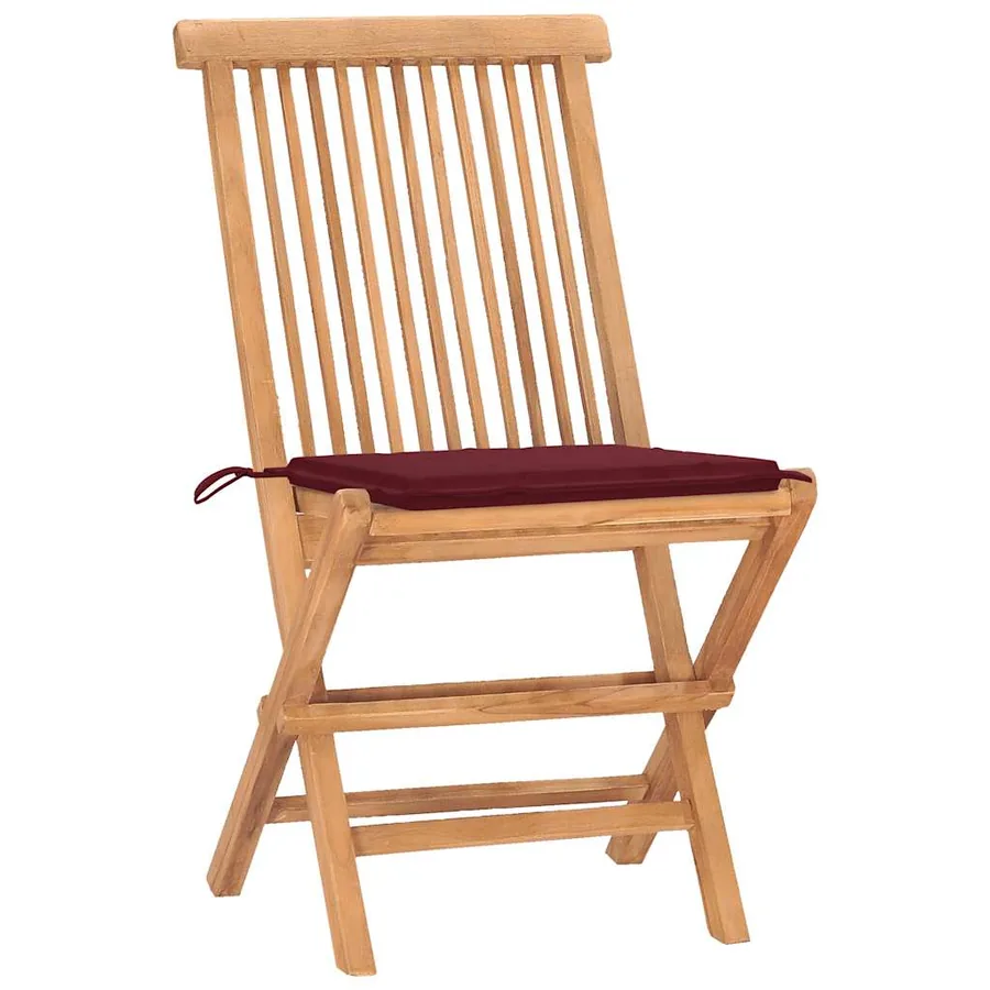 Ensemble à manger d'extérieur pliable avec coussin 3 pcs Teck - 2