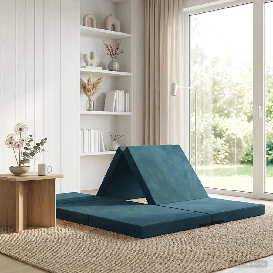 Canapé-lit pliable 140 x 67 x 45 cm Bleu