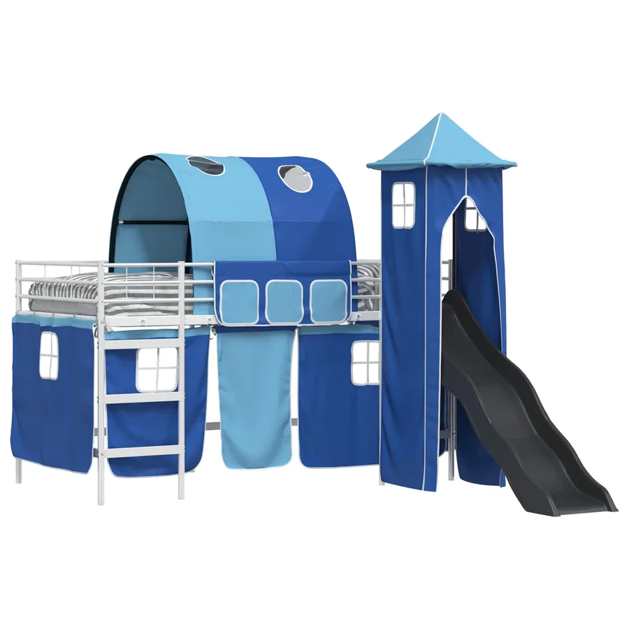Lit mezzanine pour enfants Uni Blanc et bleu 100 x 200 cm métal - 2