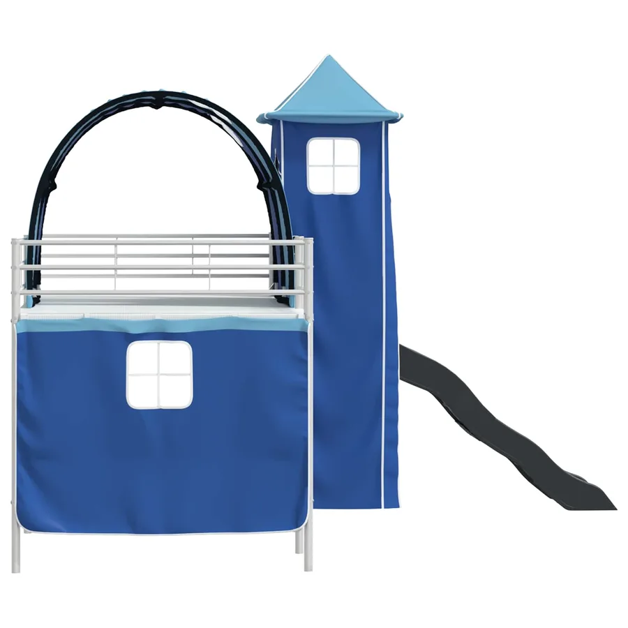 Lit mezzanine pour enfants Uni Blanc et bleu 100 x 200 cm métal - 9