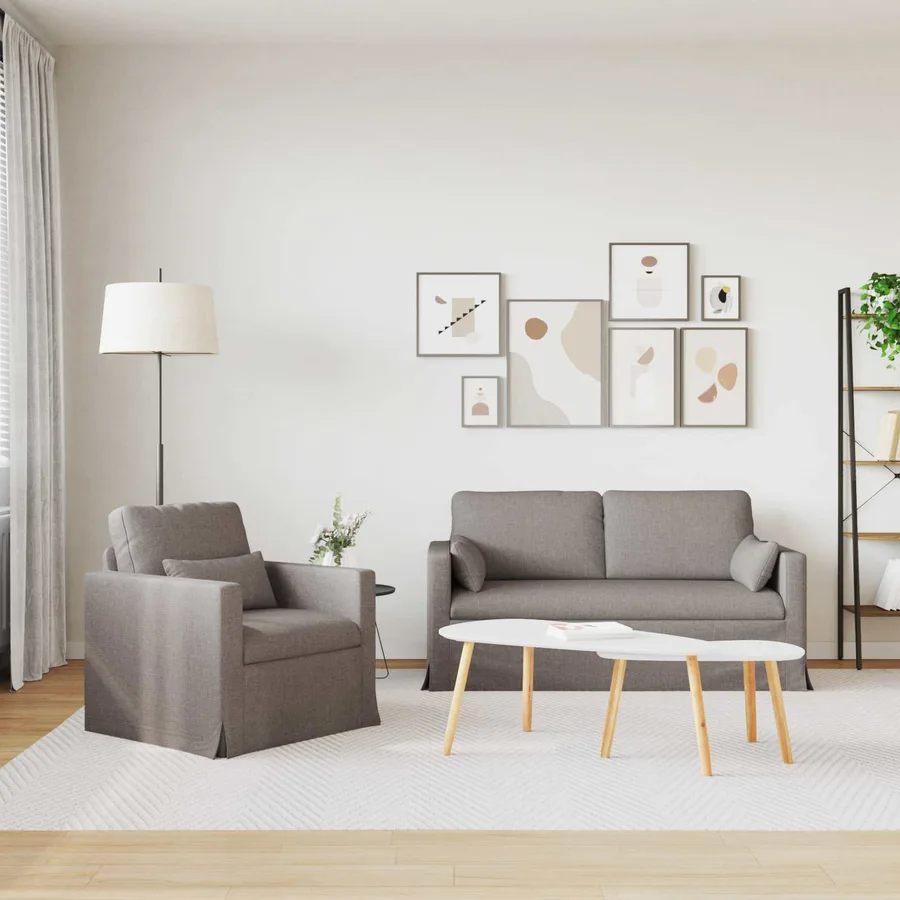 Ensemble de Canapés 2 pcs Taupe 158 x 78 x 80 cm tissu - 3