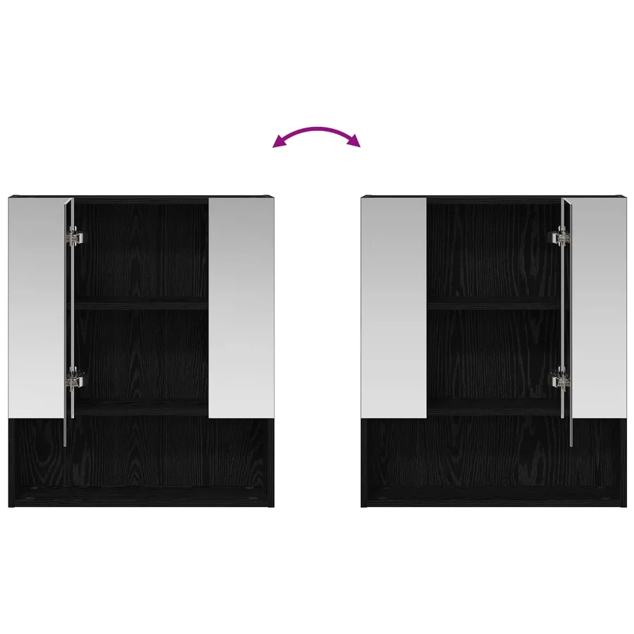 Armoire Miroir de Salle de Bain Chêne noir 60 x 14.5 x 70 cm - 8