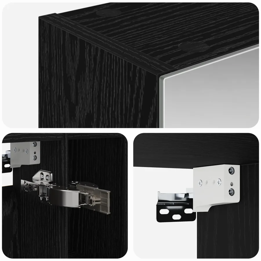 Armoire Miroir de Salle de Bain Chêne noir 60 x 14.5 x 70 cm - 9