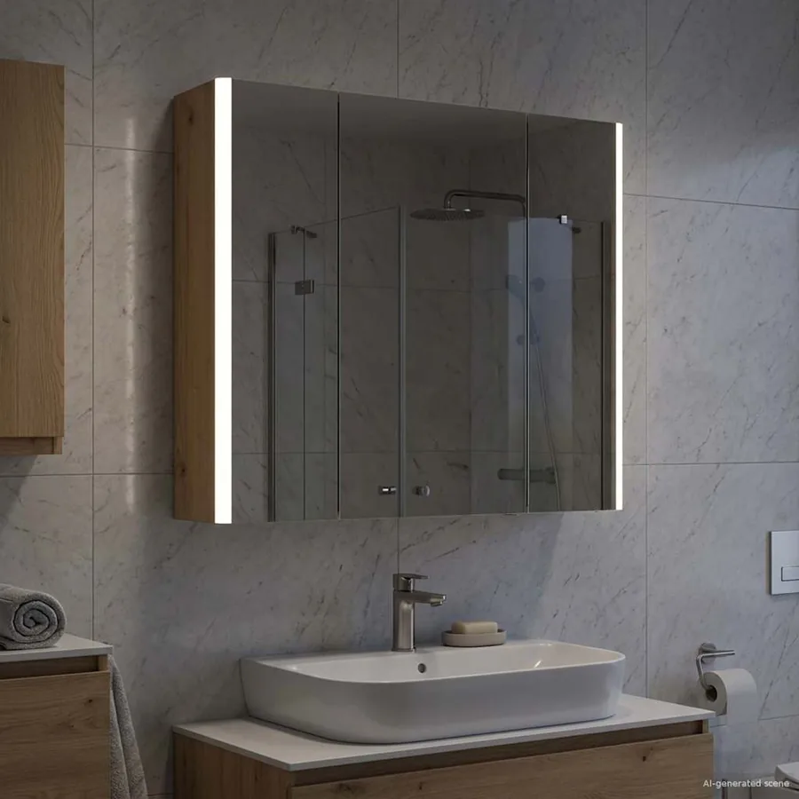 Armoire Miroir de Salle de Bain Chêne artisan