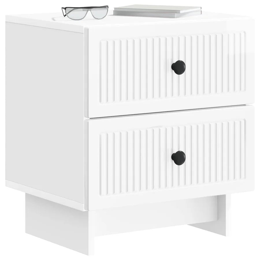 Cabinet de chevet Blanc brillant 43 x 34,5 x 47,5 cm - 3