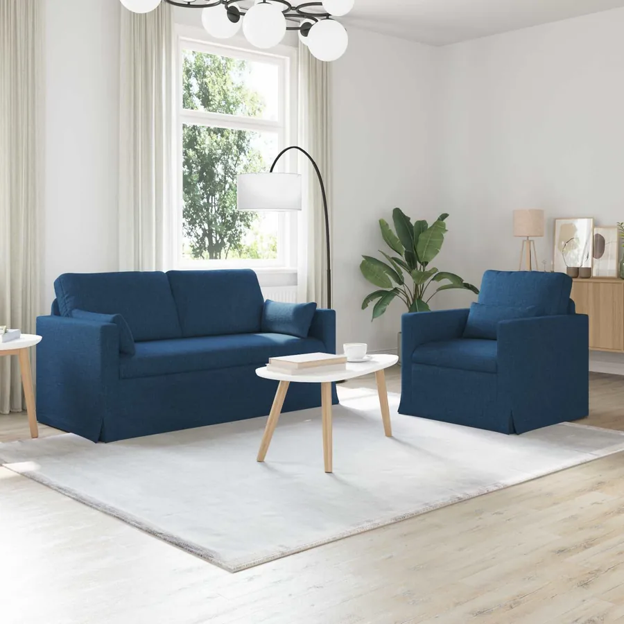 Ensemble de Canapés 2 pcs Bleu 158 x 78 x 80 cm tissu