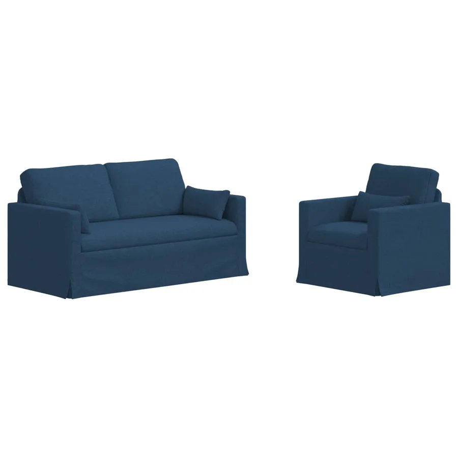 Ensemble de Canapés 2 pcs Bleu 158 x 78 x 80 cm tissu - 2