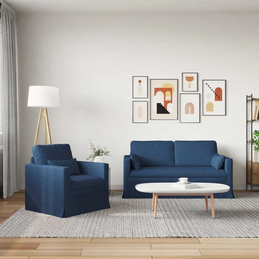 Ensemble de Canapés 2 pcs Bleu 158 x 78 x 80 cm tissu - 3