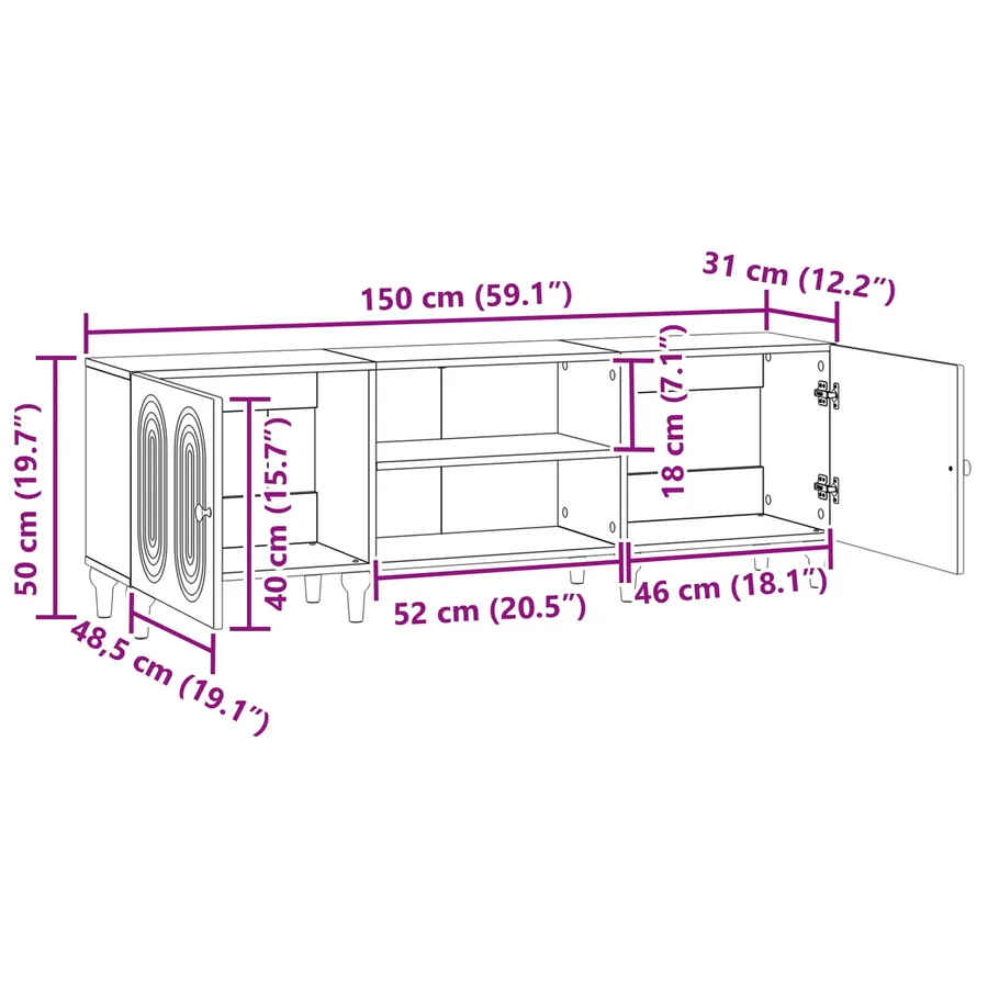 Meuble TV Blanc 150 x 31 x 50 cm Bois d'ingénierie - 11