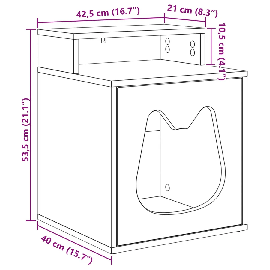 Maison pour chat Chêne artisan 42,5 x 40 x 53,5 cm - 11