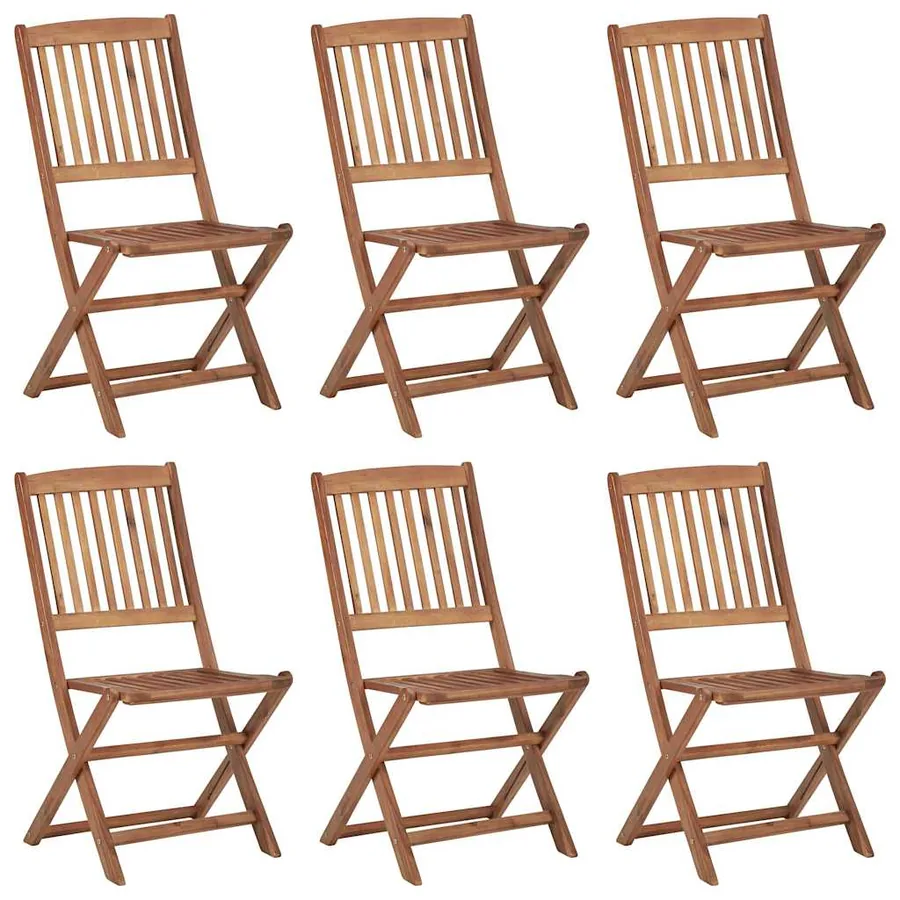Chaises pliables de jardin lot de 6 avec coussins Bois d'acacia - 2