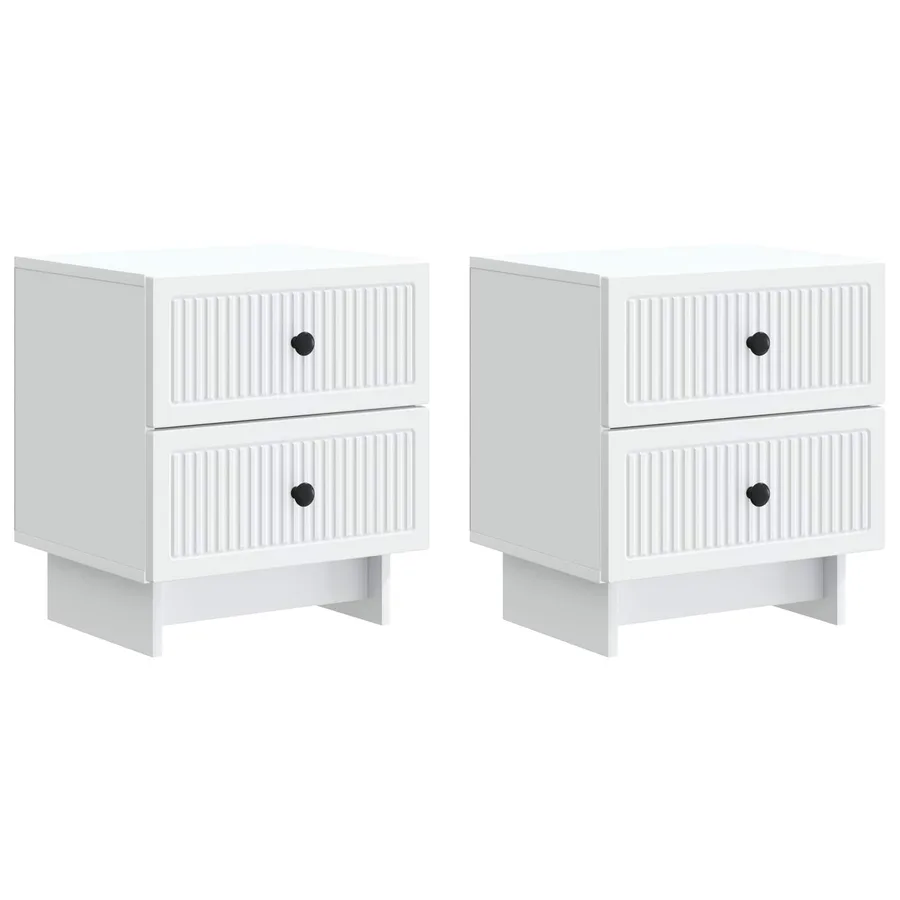 Cabinet de chevet avec tiroir 2 pcs Blanc 43 x 34,5 x 47,5 cm - 2