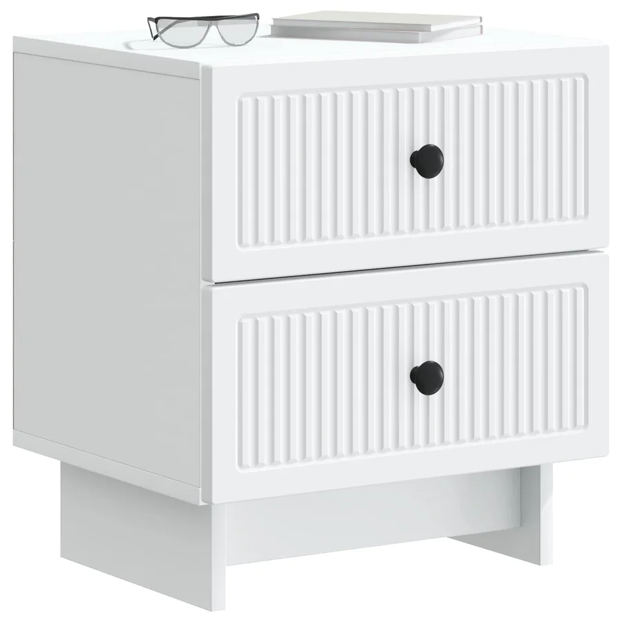 Cabinet de chevet avec tiroir 2 pcs Blanc 43 x 34,5 x 47,5 cm - 3