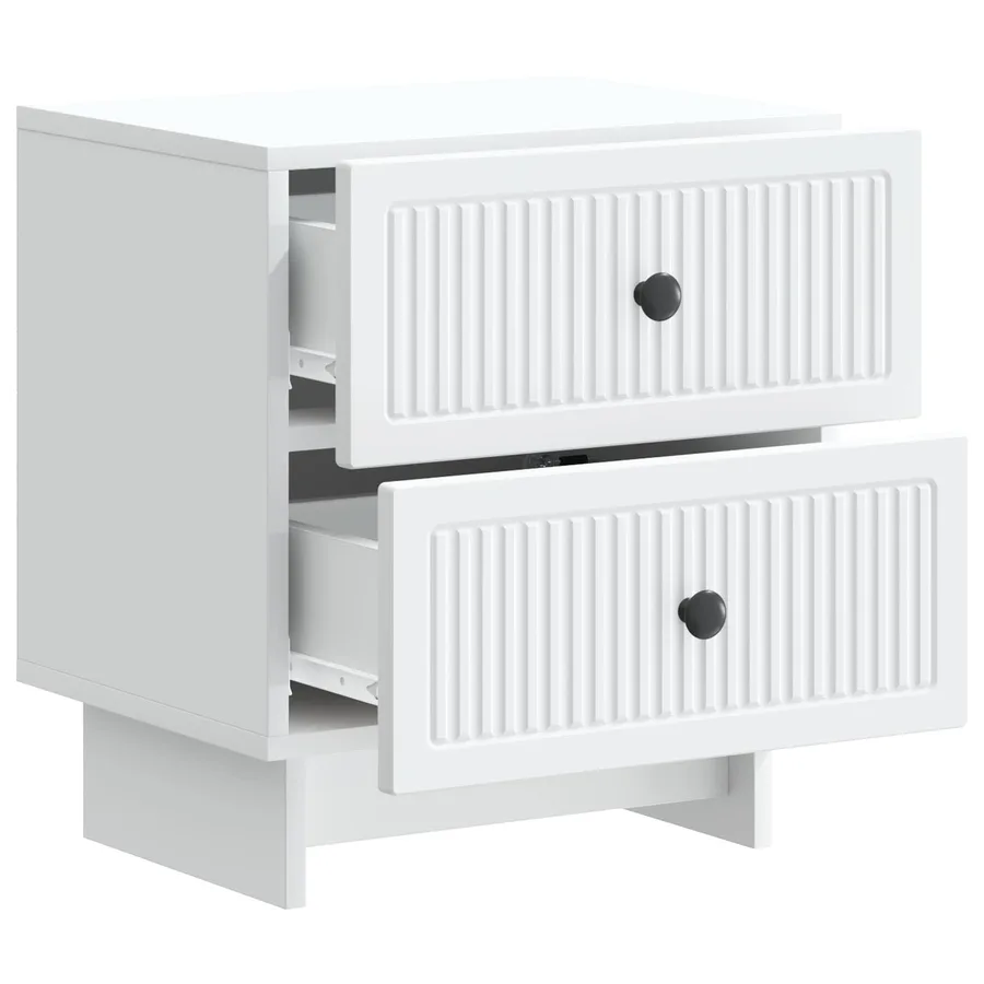 Cabinet de chevet avec tiroir 2 pcs Blanc 43 x 34,5 x 47,5 cm - 6