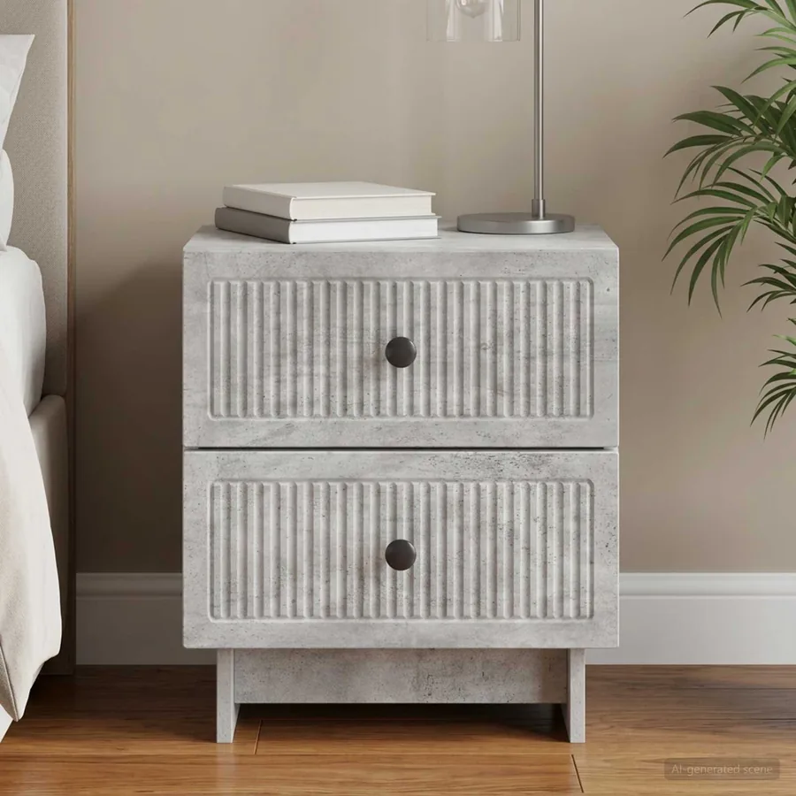 Cabinet de chevet avec tiroir Gris béton 43 x 34,5 x 47,5 cm