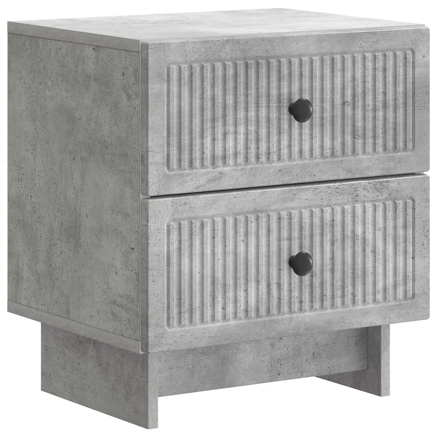 Cabinet de chevet avec tiroir Gris béton 43 x 34,5 x 47,5 cm - 2