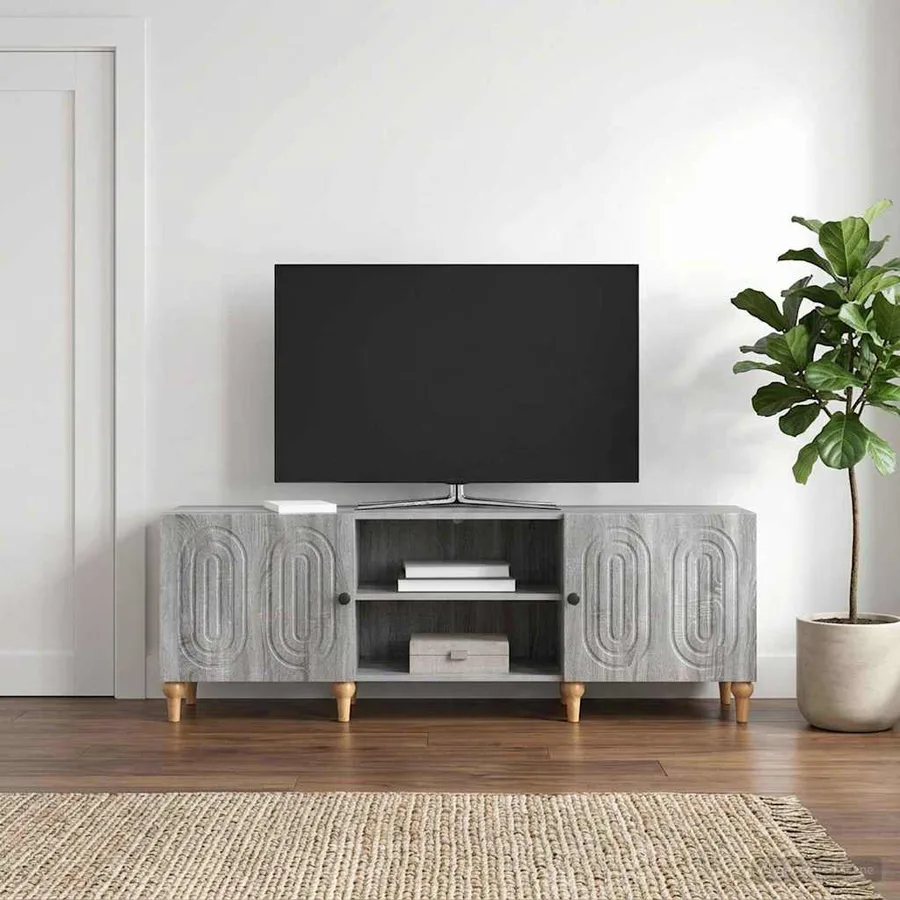 Meuble TV Sonoma gris 150 x 31 x 50 cm Bois d'ingénierie - 4