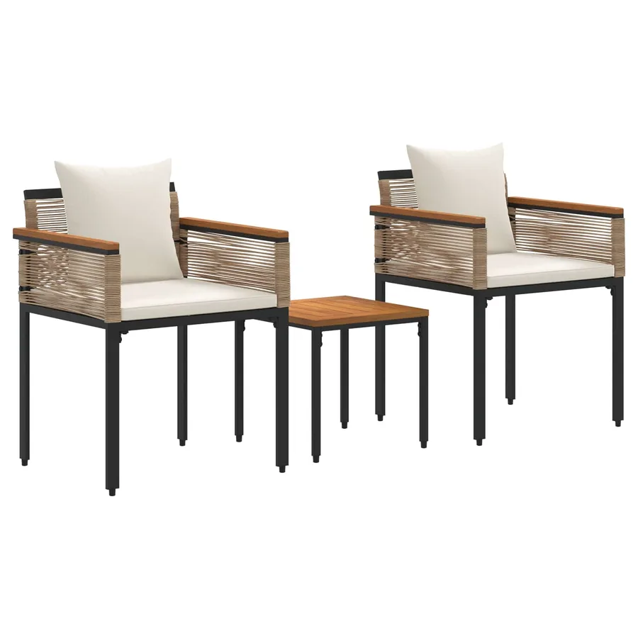Ensemble de meubles d'extérieur Beige et blanc crème polyrotin - 2