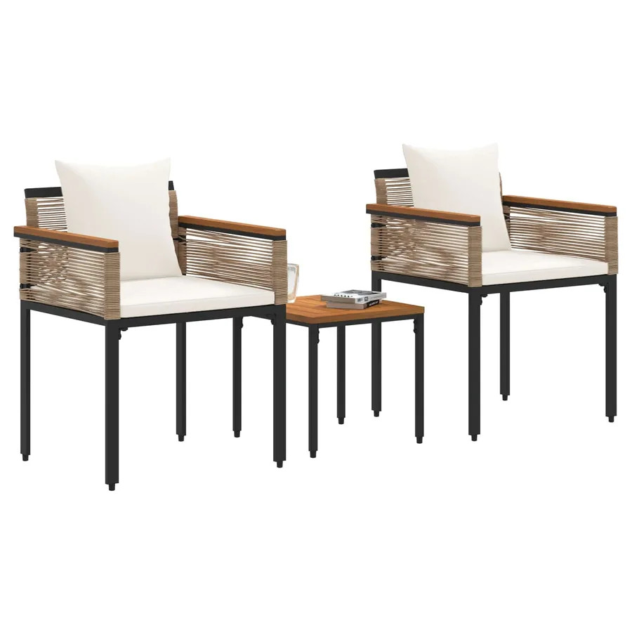 Ensemble de meubles d'extérieur Beige et blanc crème polyrotin - 3