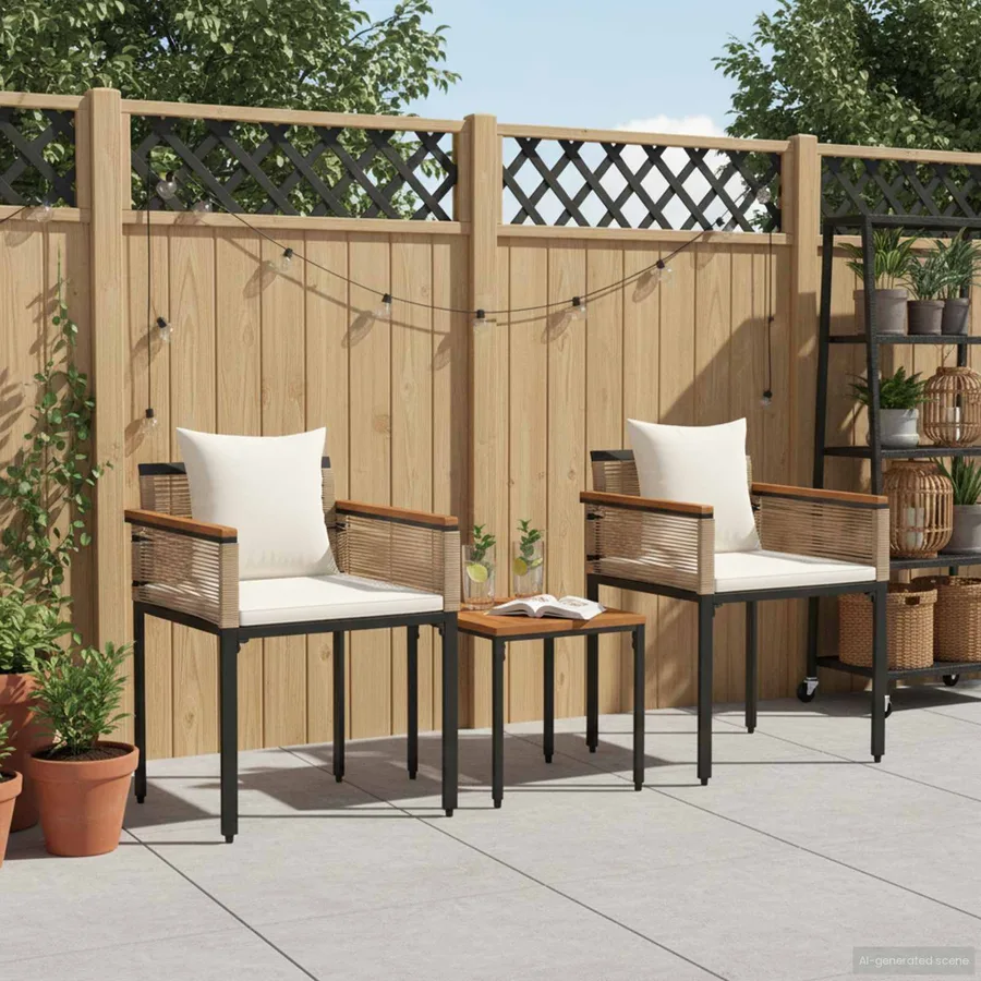 Ensemble de meubles d'extérieur Beige et blanc crème polyrotin - 4