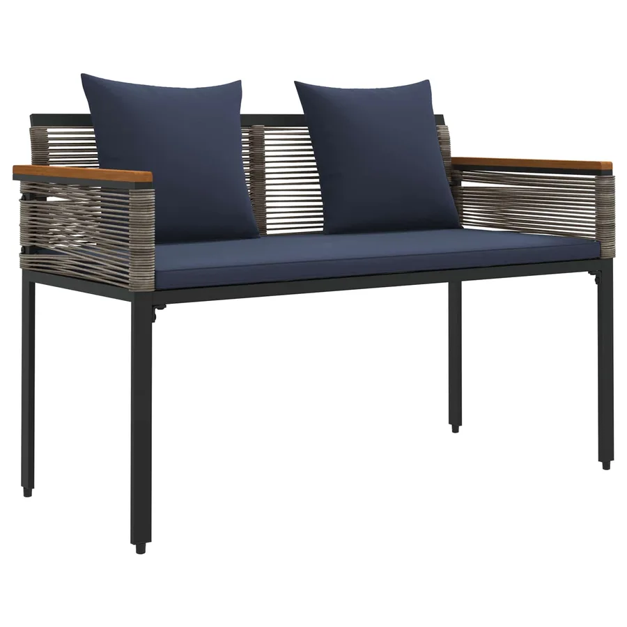 Ensemble de meubles d'extérieur Gris et bleu marine polyrotin - 5