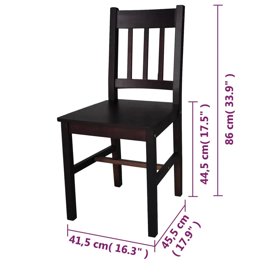Chaises à manger lot de 6 marron foncé pinède - 5