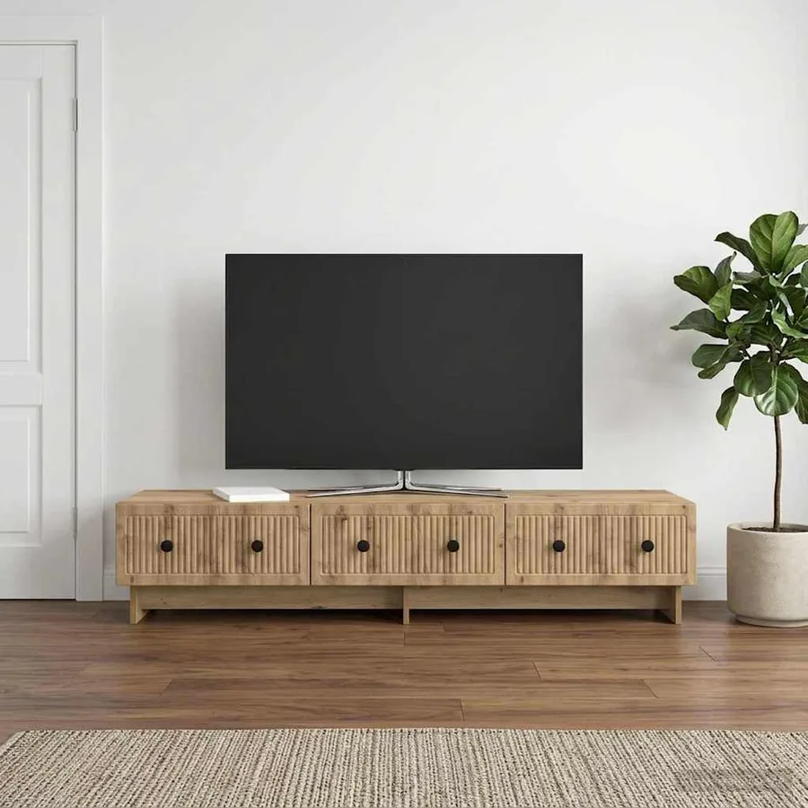 Meuble TV 147 x 34,5 x 30 cm Chêne artisanal Bois d'ingénierie - 4