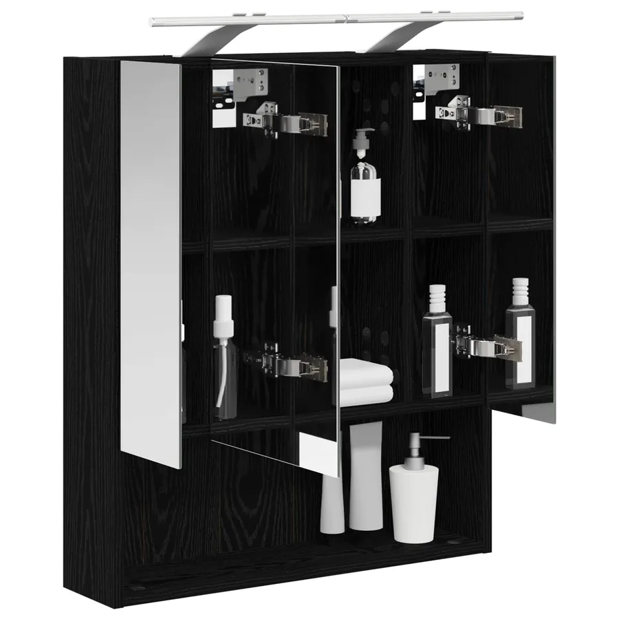 Armoire Miroir de Salle de Bain Chêne noir 60 x 14.5 x 70 cm - 3