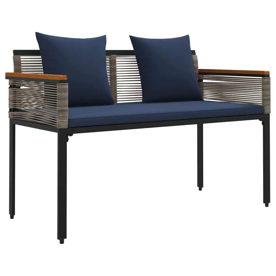Banc extérieur Gris et bleu marine 117 x 54 x 74.5 cm polyrotin - 2