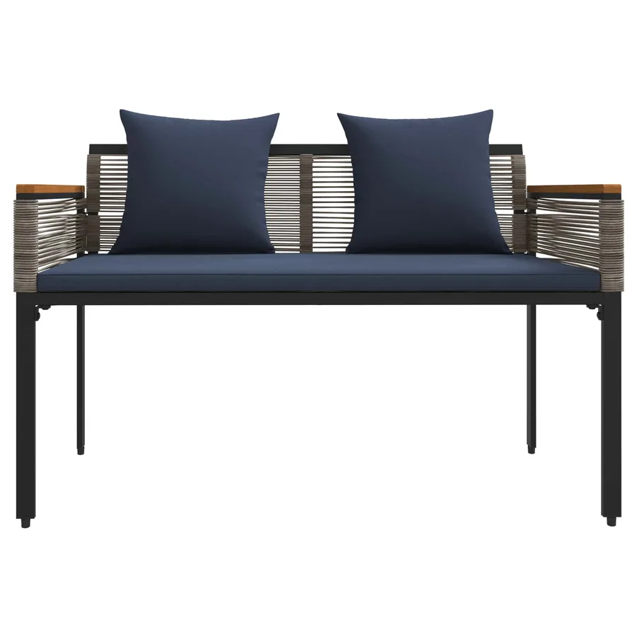 Banc extérieur Gris et bleu marine 117 x 54 x 74.5 cm polyrotin - 5