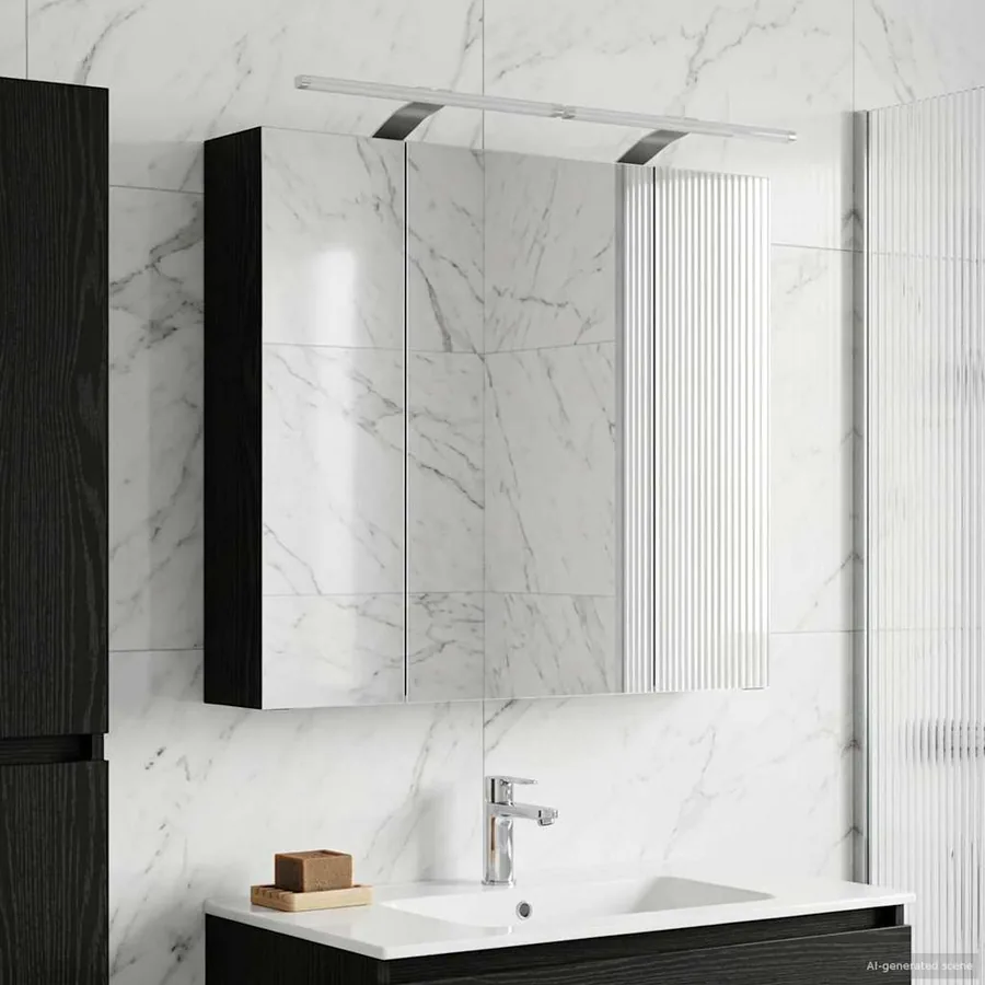 Armoire Miroir de Salle de Bain Chêne noir 80 x 14.5 x 70 cm