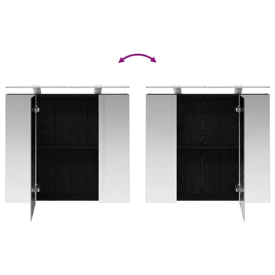 Armoire Miroir de Salle de Bain Chêne noir 80 x 14.5 x 70 cm - 12