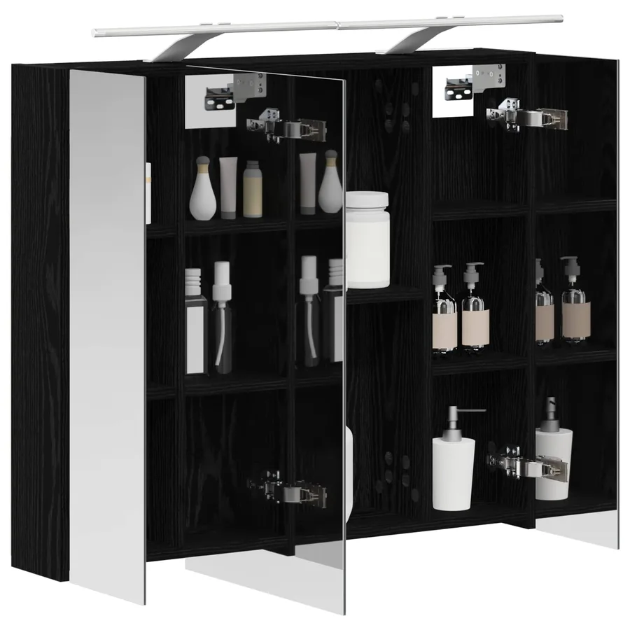 Armoire Miroir de Salle de Bain Chêne noir 80 x 14.5 x 70 cm - 3