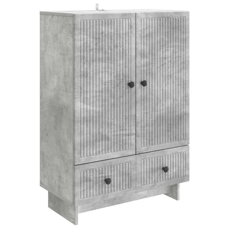 Buffet Gris Béton 66 x 34,5 x 95 cm Bois d’ingénierie - 2